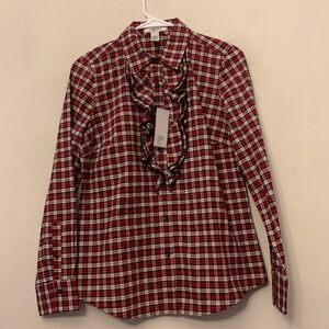 GH Bass & co tartan plaid long sleeve blouse Size S NWT